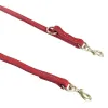 Apparel Two Dog Leash Real Leather Double Leashes P chain Collar Long Short pet Dog Walking Training Lead Tie dogs leash Red color