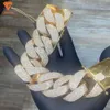 Mode-sieraden Link Chain Bling Sterling Sier 20Mm 9Inch Wit Goud Ronde Moissanite Diamant Cubaanse Armband