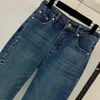 Diseñador mujer jeans ropa damas moda cintura alta pierna ancha recta vaquero decorado con logo de letra pantalones de ocio de calidad 26 de enero