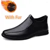 Boots Genuine Leather Men Casual Shoes Winter Plus Velvet Man Business Footwear Formal Ankle Slip On Snow