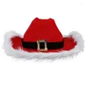Baretten Kerst Kerstmuts Country Western Cowgirl Veren Cowboy Voor Party Po Props Headwaer Geschenken