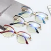 Vintage Cat Eye Anti-Blue Light Metal Glasses Frames Optical Computer Glasses Women Spektakel Fashion Gelonglassor 240126