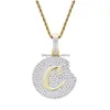 Fashion- Cookie Diamonds Pendant Necklaces for Men Women Crystal Cooky Pendants Gold Palted Copper Zircon Dhw