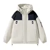 Men's Jackets 2024 Winter Men Casual Loose Thicken Warm Parkas Contrasting Colors Women Coat Man Hooded Cotton Autumn