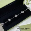 Original 1to1 Van C-A Edition Four High Leaf Grass Laser Five Flower Bracelet S925 Pure Silver Diamond Car Live Broadcast QB3G