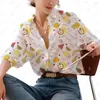 Chemisiers pour femmes chemise ample chaînes imprimer chemises de bureau décontractées haut tendance florale femmes tempérament hauts