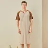Men's Sleepwear Summer Short Sleeved Nightgown Fashionable Raglan Sleeves Bathrobe Loose Comfortable Modal Male Nightdress 2024