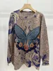 Autumn Winter Women Sweater Floral Print Plus Size Pullover Vintage Loose Hoppers Kvinnor Eleganta överdimensionerade tröjor 240124