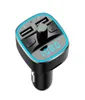 Bluetooth 50 Car Adapter Kit FM Sändare Trådlös radiomusik Player Cars Kits Blue Circle Ambient Light Dual USB Ports Charge4400645