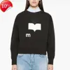 24SS ISABELS MARANT Nya kvinnor Designe Pullover Sweatshirt Casual Cotton Letter Print Triangle Neck Black Loose Hoodie Långärmad Hoop Trend Sweater Tops8Ru2