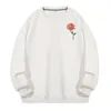 Women's Hoodies Cute And Rose Print Men Women Fashion Loose Sweatshirts 500g Cotton Autumn Winter Plush Pullover For Couple Clothes