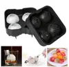 Cubo de gelo bola silicone 4 buraco beber bandeja vinho moldes tijolo redondo fabricante esfera molde festa barra silicone hóquei no gelo molde sn914