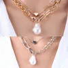Pendentif Colliers 2024 Goth Baroque Collier de perles pour femmes Vintage Multi Layer Link Chaîne Punk Esthétique Bijoux