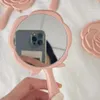 High Appearance Level Pink Rose Mirror Gentle Portable Touch Up Mirror Cute Student Dormitory Handheld Mirrors