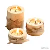 2PCS Candle Holders Pack of 3 drewniane herbatę światła światła dekoracja drzewa pnia bowtie elegancka drewniana świeca na wesele