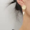 Boucles d'oreilles pendantes en argent S925 avec aiguille d'oreille, perle baroque naturelle avec pièce de monnaie en laiton zircon avec bijoux remplis d'or 14 carats pour femmes HYACINTH