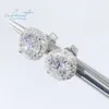 18k Geel/Rose/Wit Vergulde Ronde Briljant Geslepen Totaal 2-4 Ct Diamant Test Past d Kleur Moissanite Stud Oorbellen voor Dames