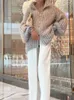 Женские трикотажные вязание элегантное свитер с блестками Женская мода Lurex с длинным рукавом свободный женский молнии вязаная кардиган 2024