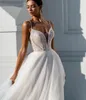 Sexig Boho Wedding Dress 2024 V-hals Spaghetti Straps Beading Sequin A-Line Princess Birhe Formella klänningar Vestido de Novia