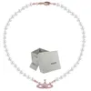 Saturn Halsketten Perlen Perlen Diamant Tennis Halskette Frau Silber Ketten Vintage Trendiger Stil Designer Mit Box