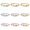 Fashion Designer Men Women Horseshoe Buckle Leather Rope Delicate Gold Plated and Diamond Bracelet High Quality Jewellery