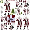 زينة عيد الميلاد 9pcs فيت ديلوكس سانتا كلوز الأب cosplay بدلة زي adt فستان فان