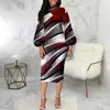 Lässige Kleider CINESSD 2024 Retro Hong Kong-Stil Sexy Socialite Mode Digitaldruck Langarm Rundhals Damenbekleidung Kleid