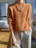 Kadın Sweaters Sonbahar Kış Kadınlar Kalın Küley Kazan Sweater Merino Yün Twist Argyle Mock Boyun Kaşmir Knaklı Jumper Kore Moda Tops