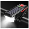 Światła rowerowe LED Solar Rower Rower Light Uchordaże front z klaksonem Outdoor Cycling Head