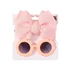 Hair Accessories Sun Flower Sunglasses Bow Hairband Set Cute Baby Girls Born Head Bands Summer Beach Pography Props 2Pcs