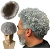 Systèmes de cheveux humains vierges malaisiens # 1B80 4 mm Root Root Afro Grey Toupee 8x10 Full Swiss Lace Unit for Black Men