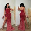 Robes décontractées Znaiml Sexy Sparkly Paillettes Sirène Soirée De Mariage Pour Femmes Fête D'anniversaire Robe Haute Split Sans Bretelles Formelle Robe