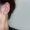 Orecchini con retro orecchini semplici alla moda polsino dell'orecchio a forma di C lunghi gioielli con nappa clip da donna stile coreano senza piercing