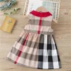 2024 Cotton Plaid Dress for Baby Girlsshort Sleeves Infant Kids Dress Girl Princess Birthday Party Clothes Summer Gift
