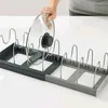 Acessórios de cozinha pote rack pan cozinha organizador para armário de armazenamento titular panelas panelas tampa organizador rack 240122