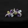 Charm Gem's Ballet Sky Blue Topaz Amethyst Peridot Mix Edelstein Sterling Silber Clip-Ohrringe für Frauen Romantische Mode