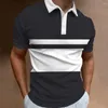 Polos pour hommes Polo imprimé rayé vêtements simples été décontracté à manches courtes en vrac surdimensionné mode respirant Swea