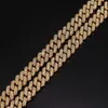 10/11/12mm Miami Cuban Link Chain Halsband Armband Set för män bling hiphop ised ut diamantguld Sier Rapper -kedjor kvinnor