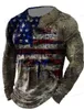 T-shirt da uomo Vintage Manica lunga da uomo Bandiera americana 3D Stampato Outdoor Street Manica lunga Sport Moda Manica lunga Casual Top oversize T240126