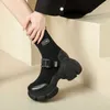 Botas Otoño Nuevo Cinturón elástico coreano Hebilla Calcetines Botas Matsuke Suela gruesa Tacón alto corto Martin para mujer 230830