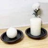 Candle Holders 2pcs Compact Pillar Iron Scented Home Decor Gifts Portable Saucer Style Holder Table Centerpiece Round Matte Black Retro