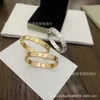 Original 1to1 Van C-A Bracelet Female Kaleidoscope Four Leaf Grass Plated 18K Rose Gold Buckle Full Diamond Lucky Design Sense Live Broadcast23U8I7UJ