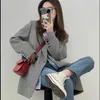 Damespakken UNXX 2024 Vintage Casual Loose Fit Thousand Bird Checker Blazer Commuter Kleine geurige windprint Pak Kraagjas Dames