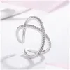 Cluster Rings Excellent 925 Sterling Sier Round Zircon Ring High Quality For Women Wedding Engagement Fine Jewelry Accessories Drop D Otzfk