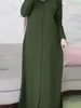 Этническая одежда Рамадан Женщины Ид Мусульманское платье Скромные карманы Марокко Вечерние платья Дубай Однобортный пуговицы Vestidos Длинный халат Абая