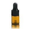 wholesale 2ML Clear Amber Glass Dropper Bottles Portable Aromatherapy Esstenial Oil vials LL
