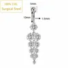 Anéis de botão de sino de umbigo Venda quente Anéis de umbigo de umbigo 14G 316L Aço cirúrgico Zircon Tassel Uva Nombril Piercing Barbell Ombligo Sexy Body Jewelry YQ240125