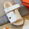 Designer Sandal Women Slipper Suede Slippers Fur Sandals Classic Luxury Dupe Shoe Fuzz Slide Storlek 34-43 2599