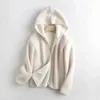 Kvinnorjackor Autumn Winter Polar Fleece Hooded Jacket Trendy Street Plus Velvet Loose Casual Warm Imitation Lamb Hair Pxised Coats