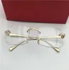 Män vintage Rimless Recept Eglaslasses Frame Fashion Glasses Frames Gold New With Box8246004